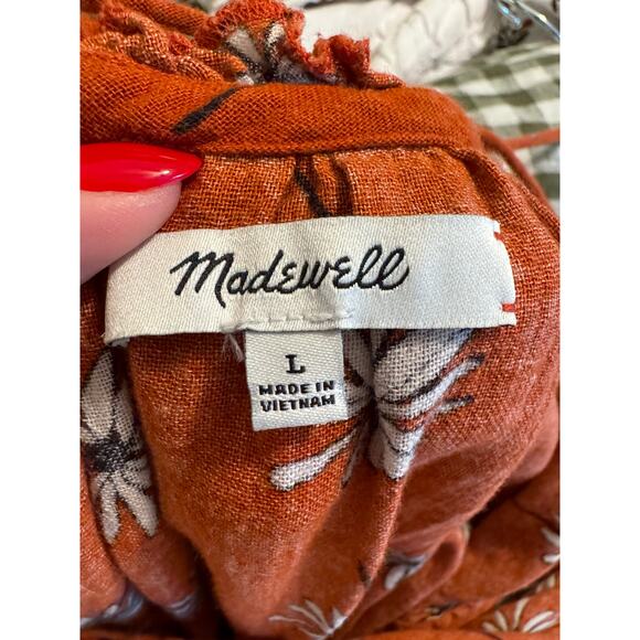 Madewell Ruffle-Neck Cover-Up Mini Dress - Size L - Picture 7 of 7